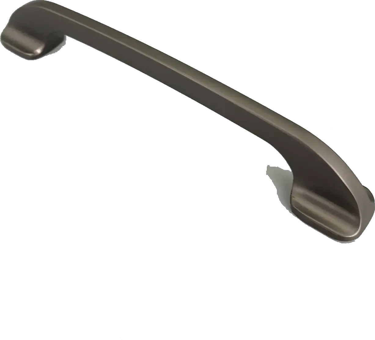 A brushed grey cabinet handle